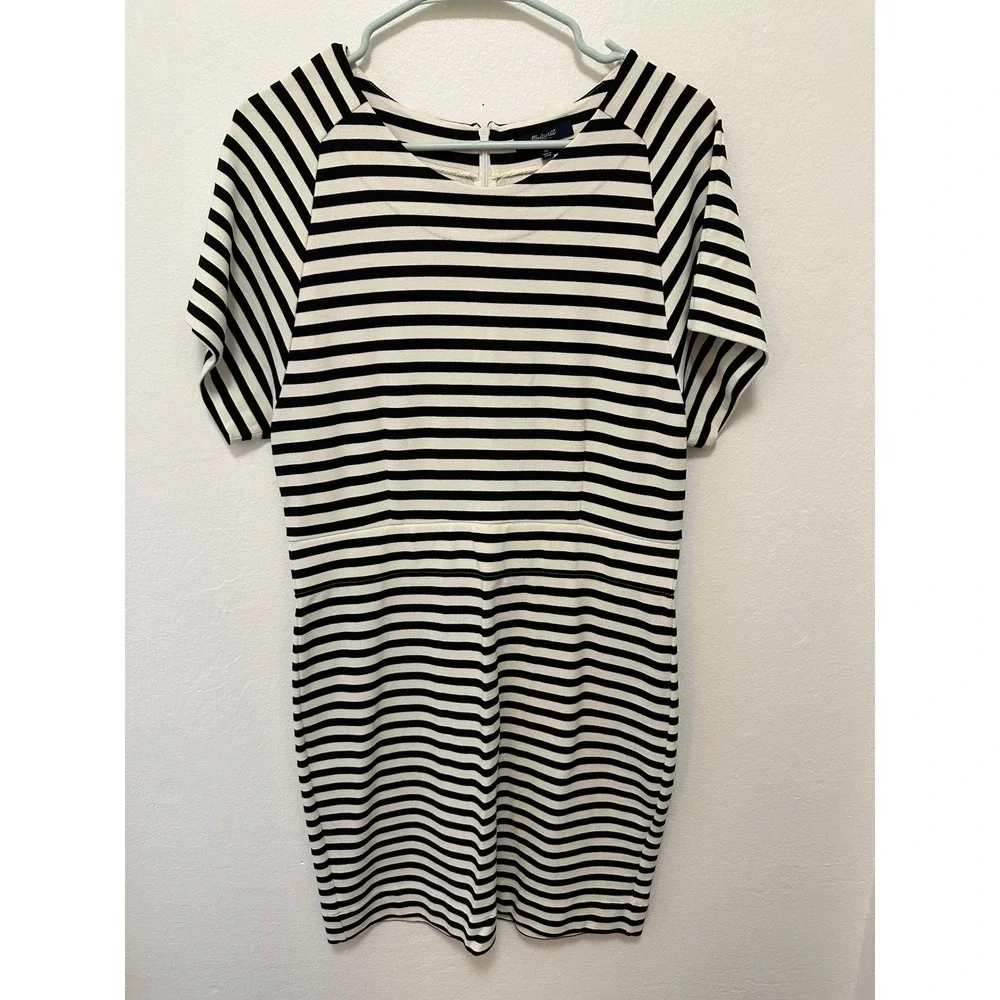 Madewell Striped Short Sleeve Dress Casual Everyday Womens Size 10 - Picture 2 of 8